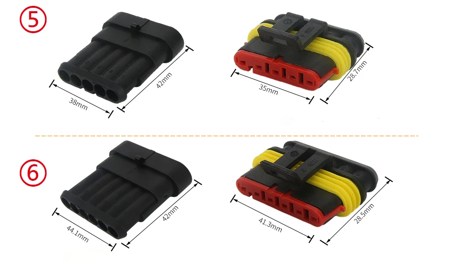 Description Picture 4 of item1 Set 1 2 3 4 5 6 Pin Super Seal AMP Electrical Connector Automotive Waterproof Xenon Lamp Male And Female Plug For Car