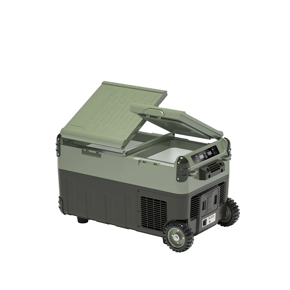 Solar Battery Powered Car Fridge Box Freezer Electric Cooler Portable Auto Refrigerator With Wheels