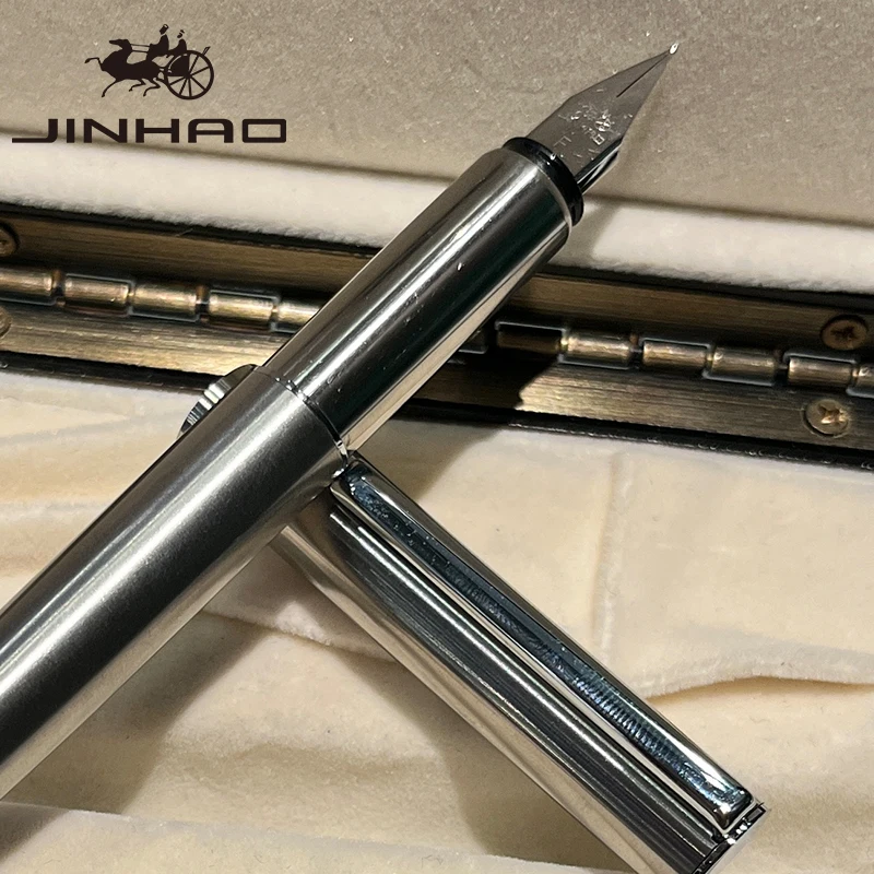 1 PCS JINHAO 35 Matte Black Iriidum Fine Nib Smooth Writing Fountain Pen with Ink Converter 2