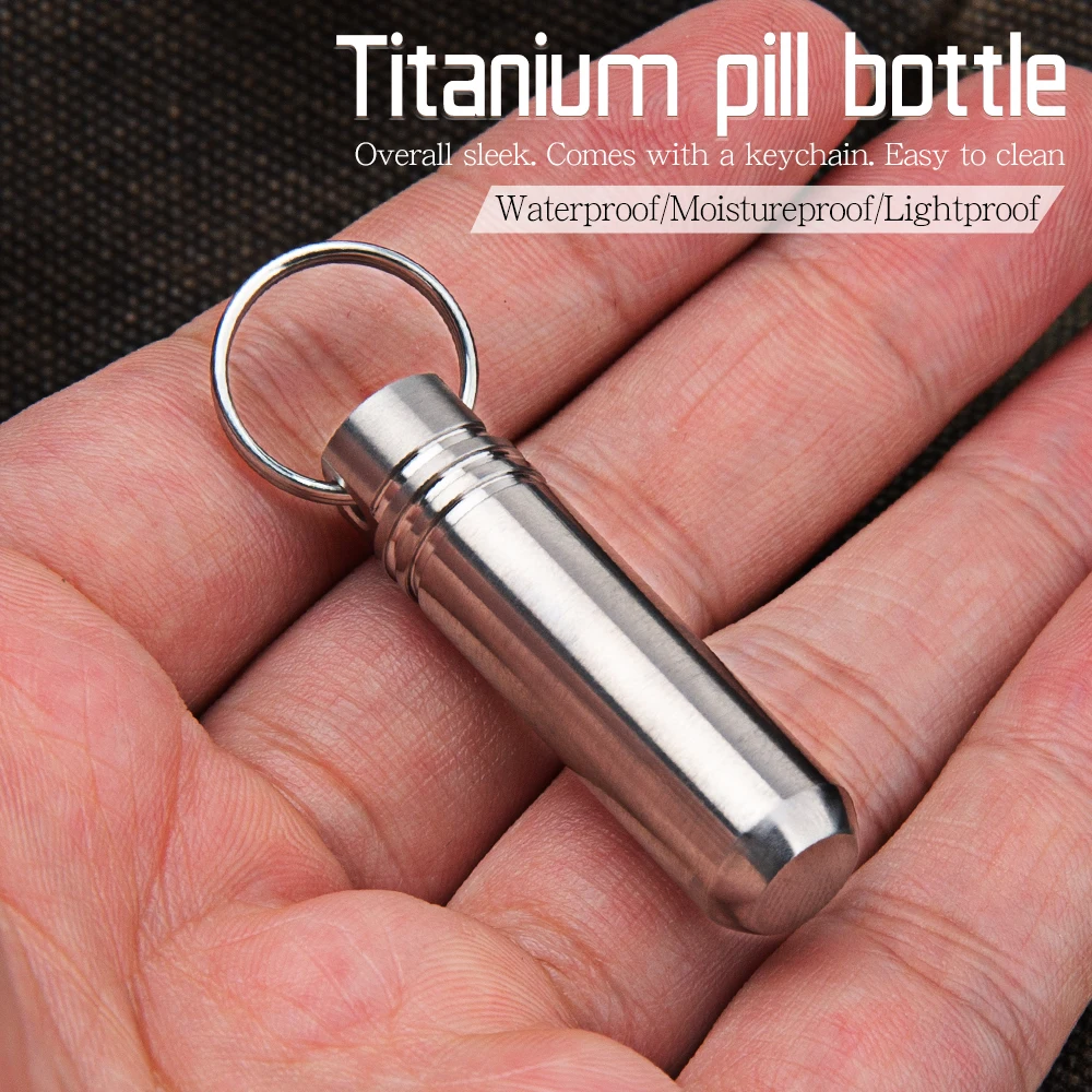 Waterproof sealed bottle titanium alloy medicine bottle mini portable multifunctional outdoor EDC survival tool