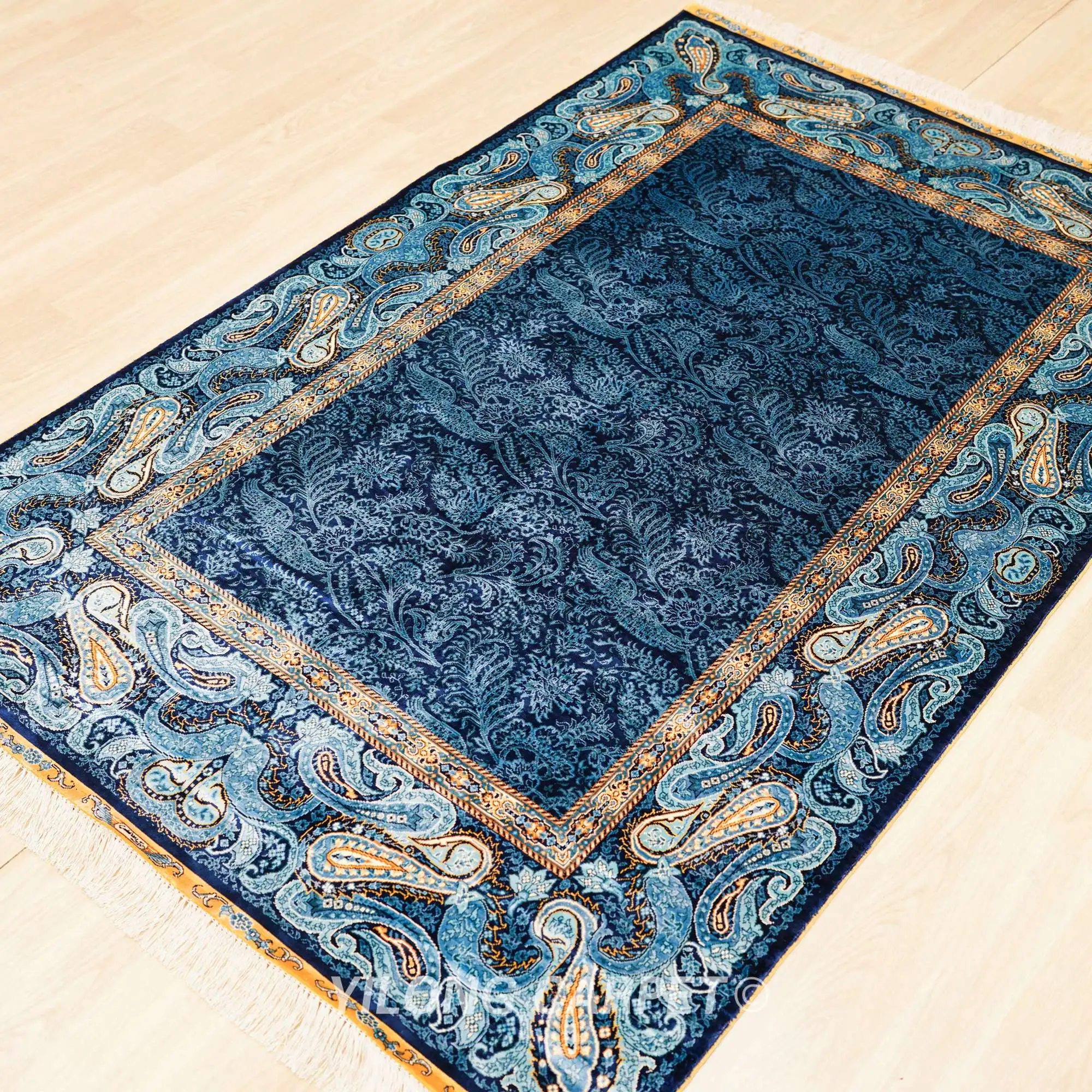 4X6 Azul persa irán Diseño Qum mano a mano atada al 100% pura seda alfombra  alfombra - China Alfombra de seda pura seda hechas a mano y una alfombra  persa alfombra Alfombra