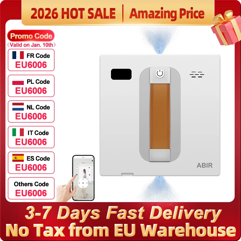 ABIR WD8 Window Cleaning Robot, Dual Ultrasonic Spray, AI intelligent Wiping, Updated Laser, Smart Home Glass Wall Washing