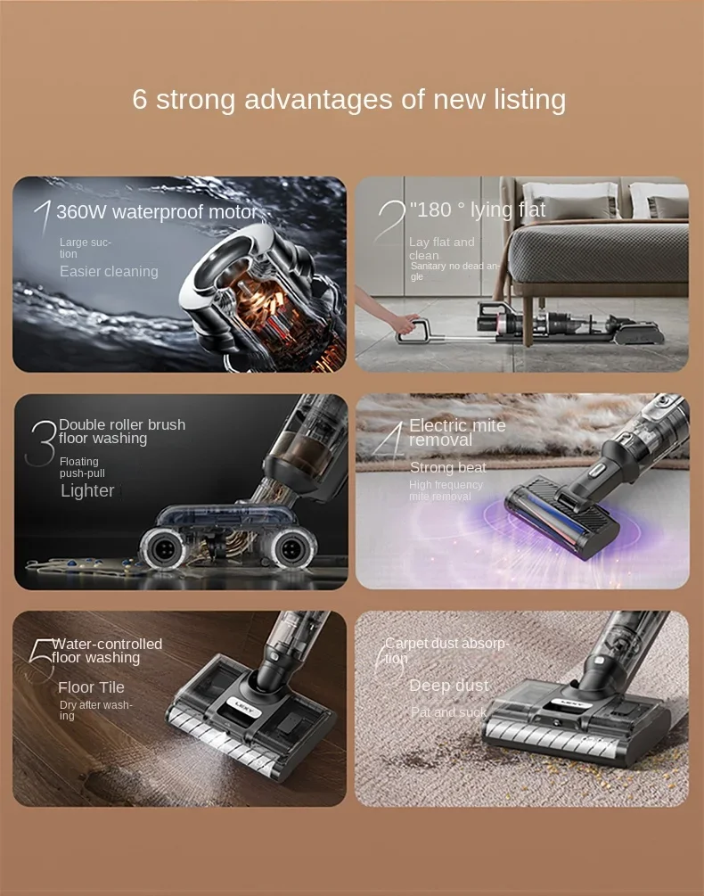 LEXY Sirius S7Pro double roll scrubbing machine 3-in-1 Large suction anti-mite suction sweep mop household appliances 3