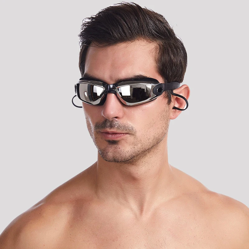 Men Women Myopia Swim Goggles Adults Professional Waterproof Plating Anti Fog UV Swimming Pool Optical Glasses Earplugs Eyewear 5