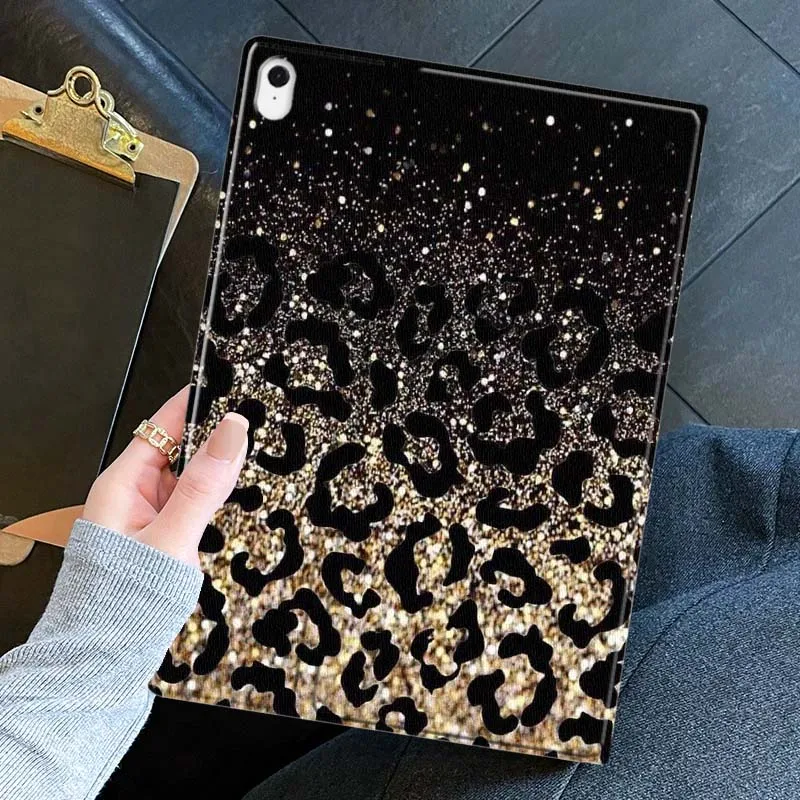 Elegant Gold Glitter Leopard Pattern Tablet Case