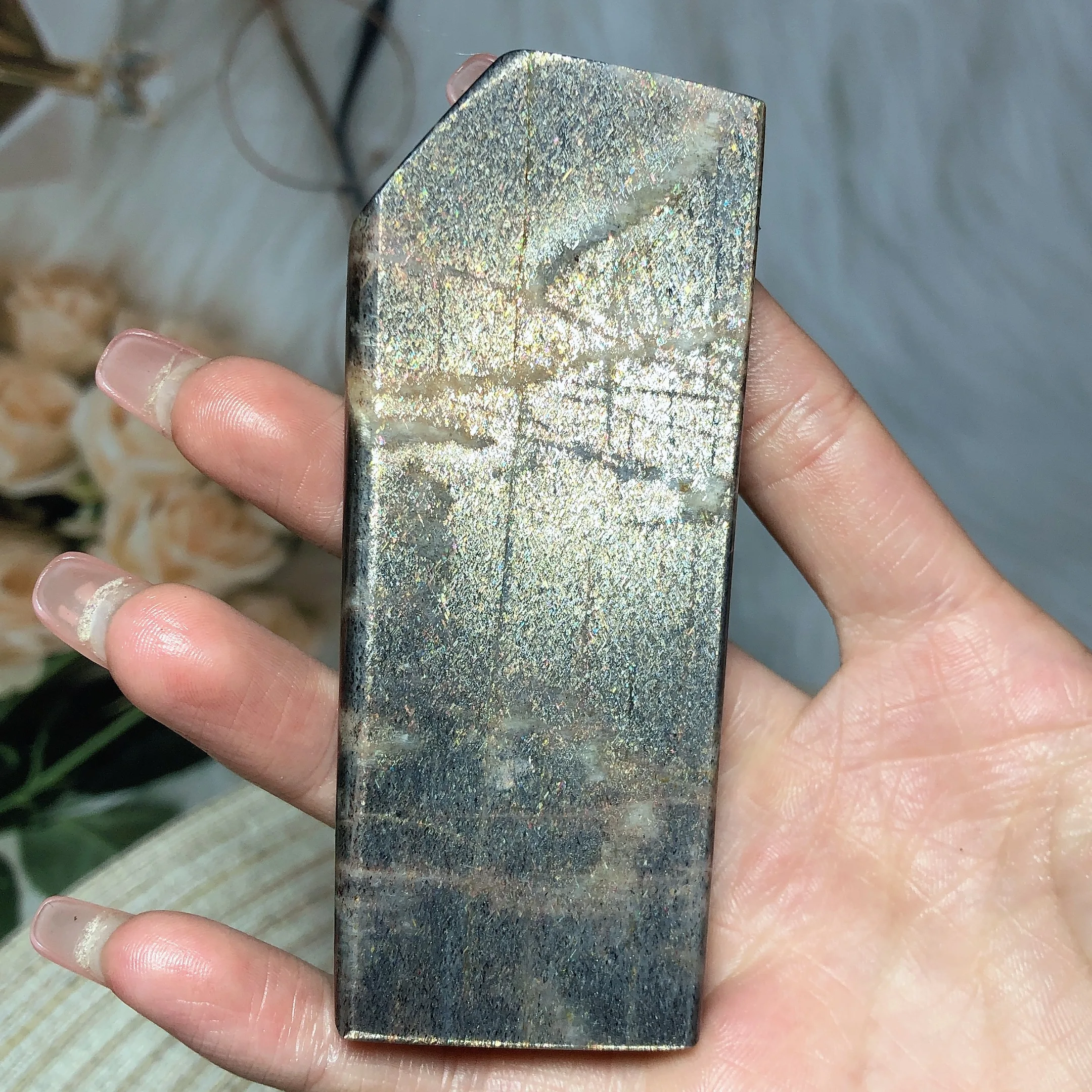 サンストーン,黄金のフラッシュ,天然クリスタル,レインボー