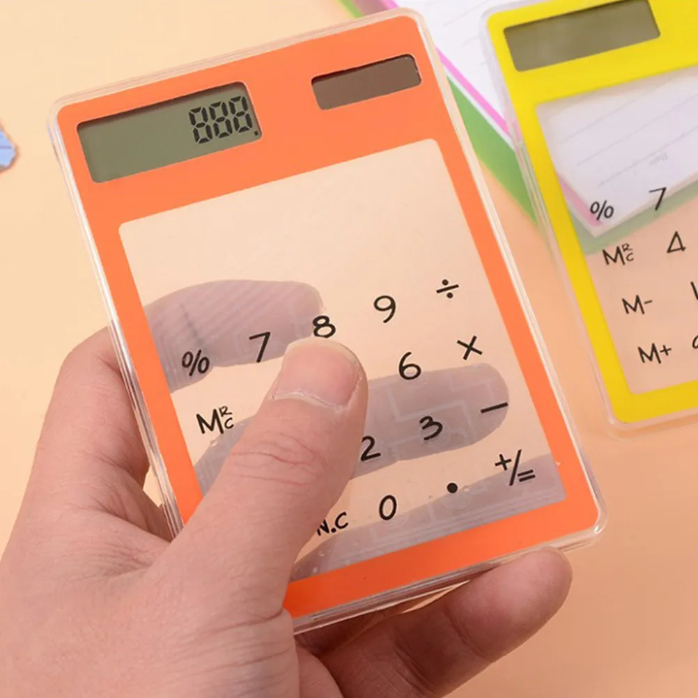 4Pcs 태양열 계산기 투명 터치 패널 학교 홈 오피스 사용을위한 휴대용 디자인 미니 LCD 화면 사무용품