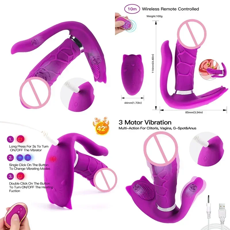 Culotte en silicone avec vibrateur double couche piston gode clitoris sexe pour femme auto-plaisir caoutchouc culs bite jouets_voghion.com