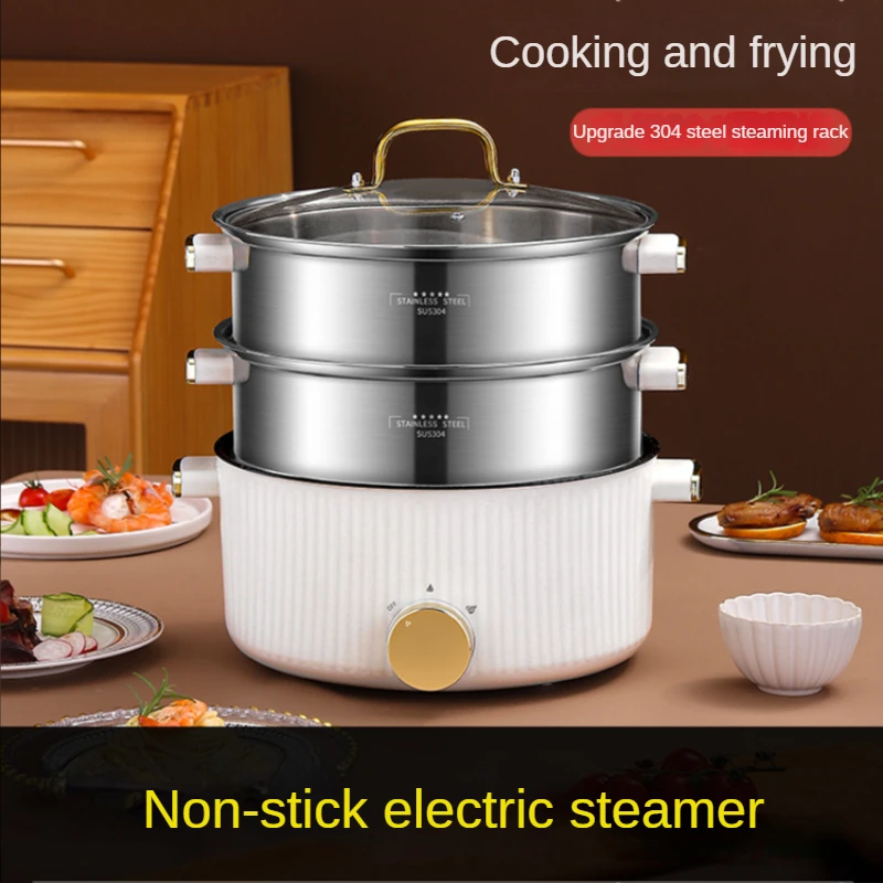 Electric steamer household multi-functional three-layer large-capacity stainless steel   for cooking and stewing electric steamer multi functional household multi layer large capacity small plug in three layer cooking