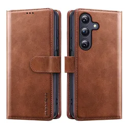 Magnetic PU Leather Wallet Phone Case with Card Slots and Shockproof Flip Stand - Galaxy A17 (Brown)
