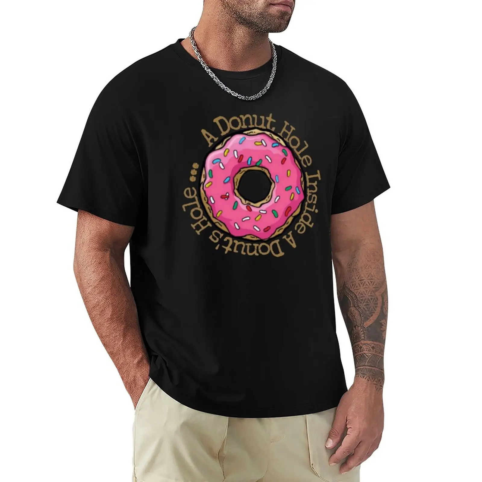 A Donut Hole Inside A Donut Hole Funnya Donut Hole,Cool Knife Out T-Shirt Customizeds Boys Whites Plain Mens T-Shirt