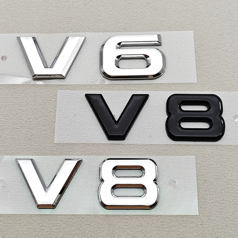3D ABS 레드 크롬 블랙 V8 V6 자동차 리어 트렁크 스티커 엠블럼 배지 데칼 (도요타 자동차 액세서리용)