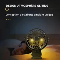 Ventilateur électrique rechargeable portable 720 °   Ventilateur à pince suspendu rotatif avec veilleuse, petit ventilateur d'extérieur pour bureau, chambre à coucher, dortoir 3