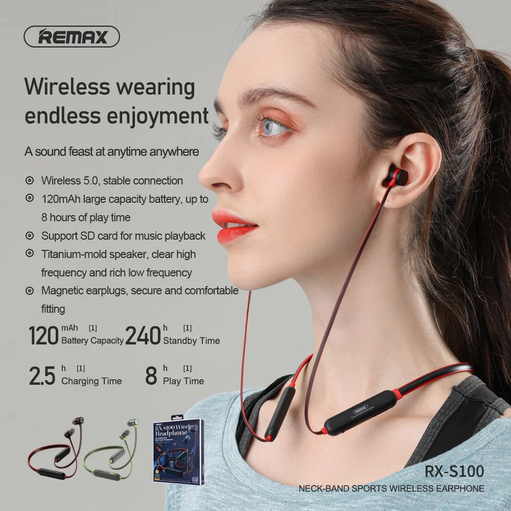 Remax RX-S100 Neck-Hang Sports Headphones Hifi Stereo TWS Wireless