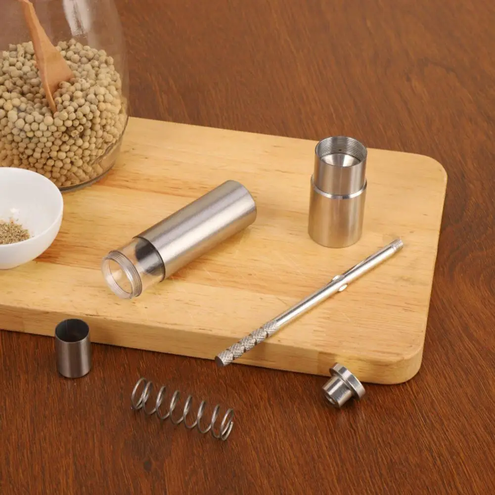 Stainless Steel Salt And Pepper Grinder Refillable Thumb Grinder with One-Touch Pump Button for Black Pepper Sea Salt Spice