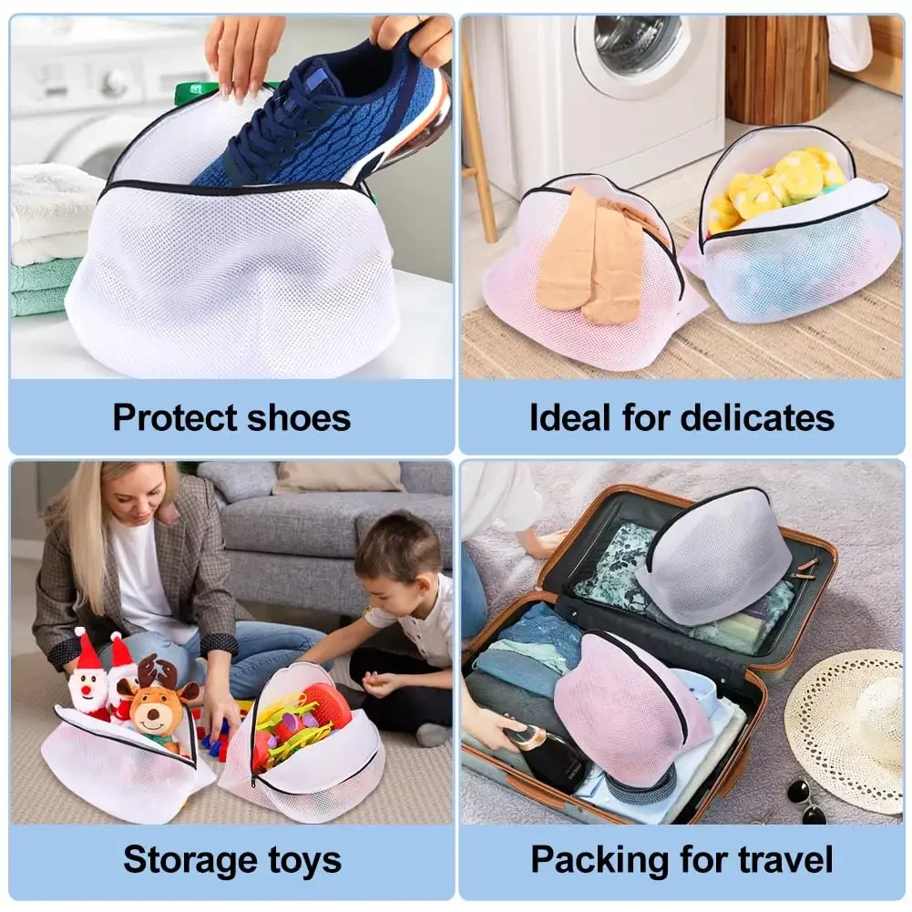 Shoe Washing Bag Mesh Storage Bag with Zip Closure for Sneakers Running Shoes Socks Bras Organizer