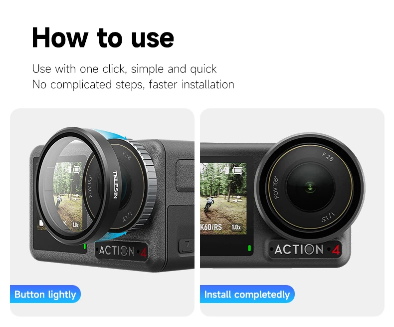 TELESIN CPL ND8 ND16 ND32 Lens Filter Set Aluminium Alloy Frame for OSMO Action