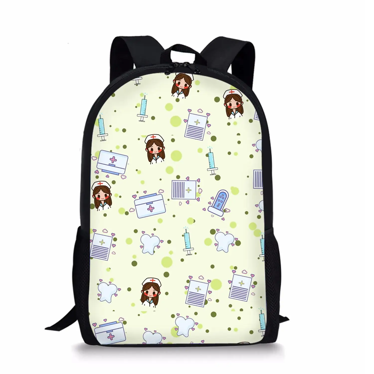 

Cartoon Nurse Pattern Girls Boys Backpack Children School Bags Teenager Storage Backpacks Women Men Casual Travel Rucksacks