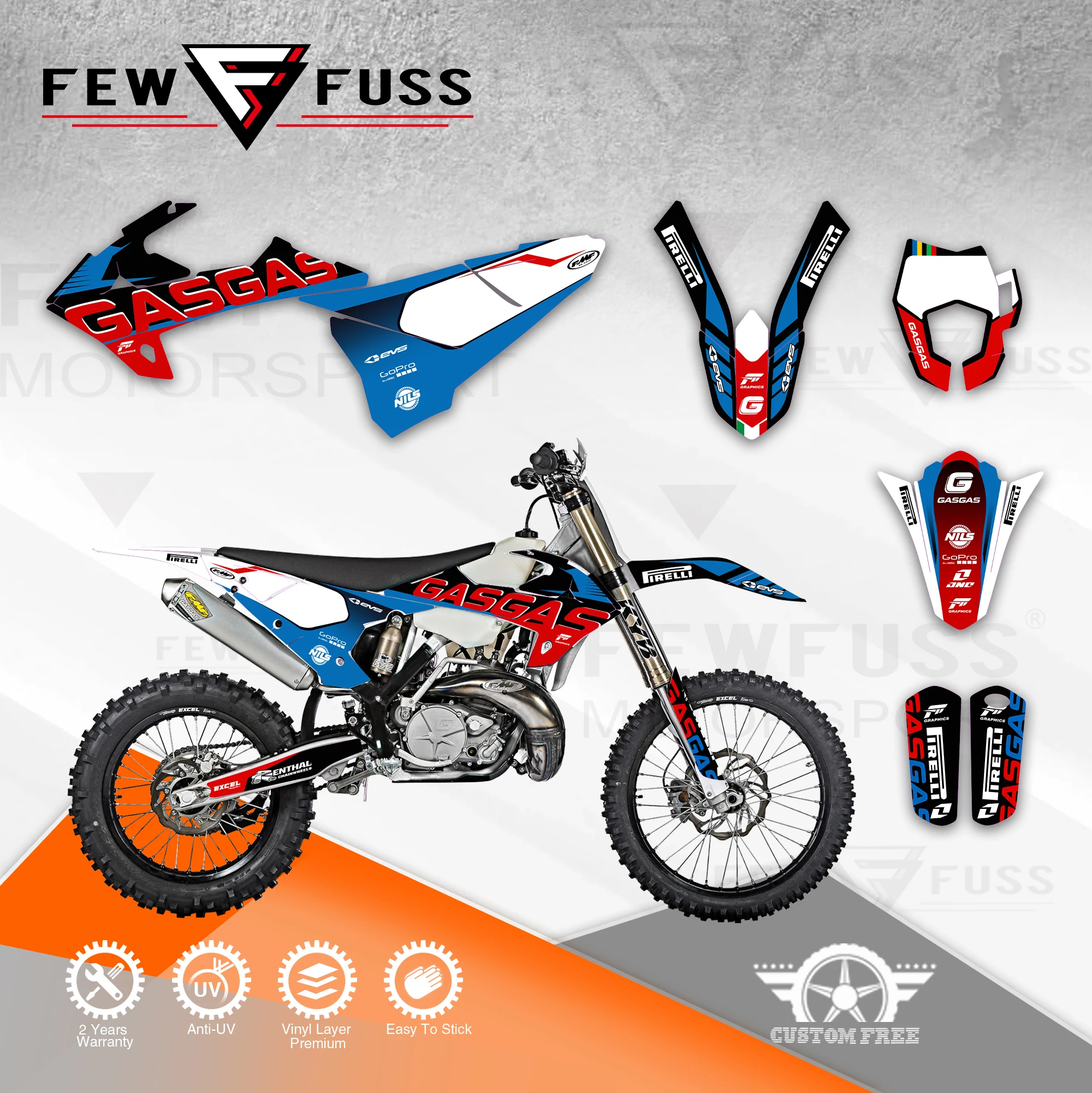 

FEWFUSS Custom Team Graphics Backgrounds Decals 3M Stickers Kit For GASGAS 2018 2019 2020 EC 001