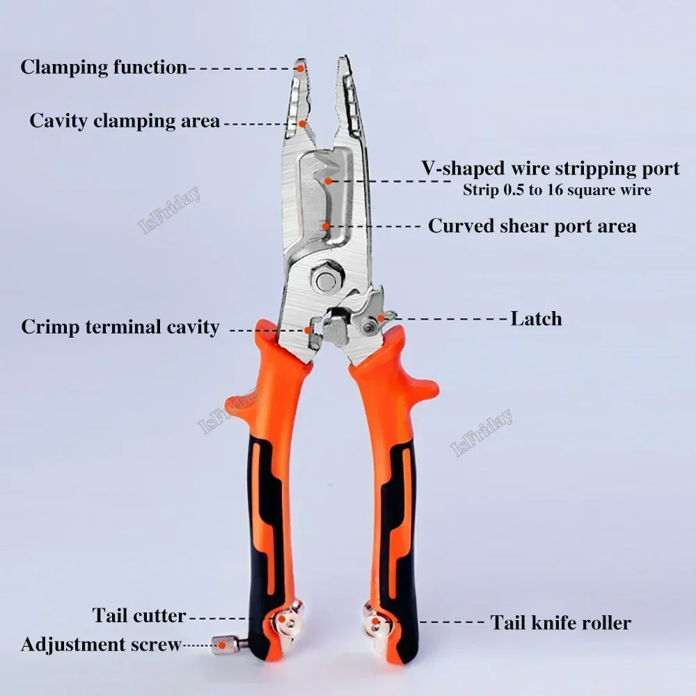 

1 Cable Heavy 10 Terminal Stripper Wire Multifunct Crimping Hand Universal Duty Cutter Pliers Tool In