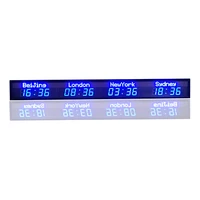 4 time zone clock, multi zone clock, LED digital world clock display screen, LED indoor all blue display screen 2