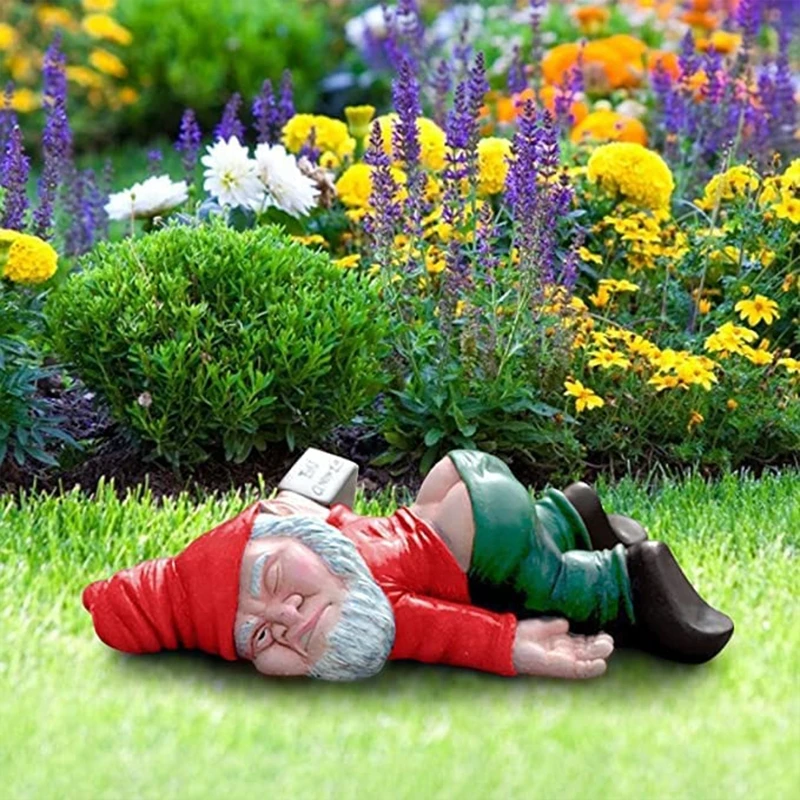 Drunken Dwarf Resin Sculpture Garden Home Decoration Accessorie Garden Statue Ornament Micro Landscape Outdoor Figurine Ornament 3