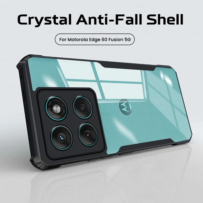 Transparent Acrylic Back Cover with TPU Soft Frame - Shockproof Armor Case