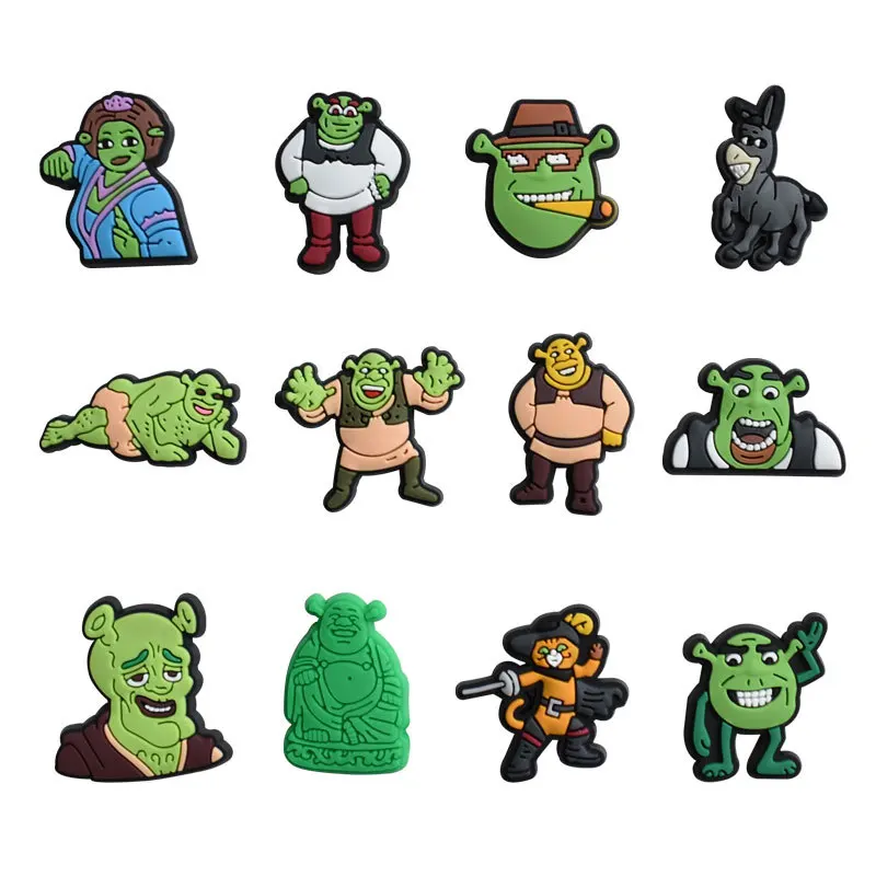 Hot High Imitation Shoe Charms PVC Cartoon Shrek Croc Clogs Sandals Garden  Shoe Accessories Funny Jibz for Kids Boy Party Gifts - AliExpress