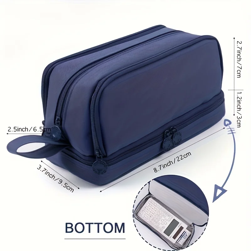 Spacious Black Pencil Case with Multi-Layer Design and Convenient Handle - Perfect Back-to-School Gift