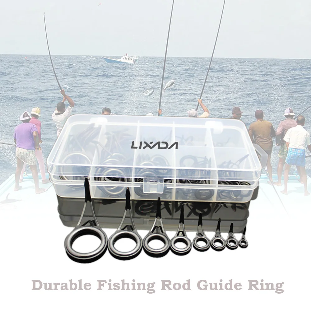 Lixada 75pcs Various Sizes Fishing Rod Guide Tip Fishing Line Spinning Guide Eyes Rings Tip Top Repair Kit Set