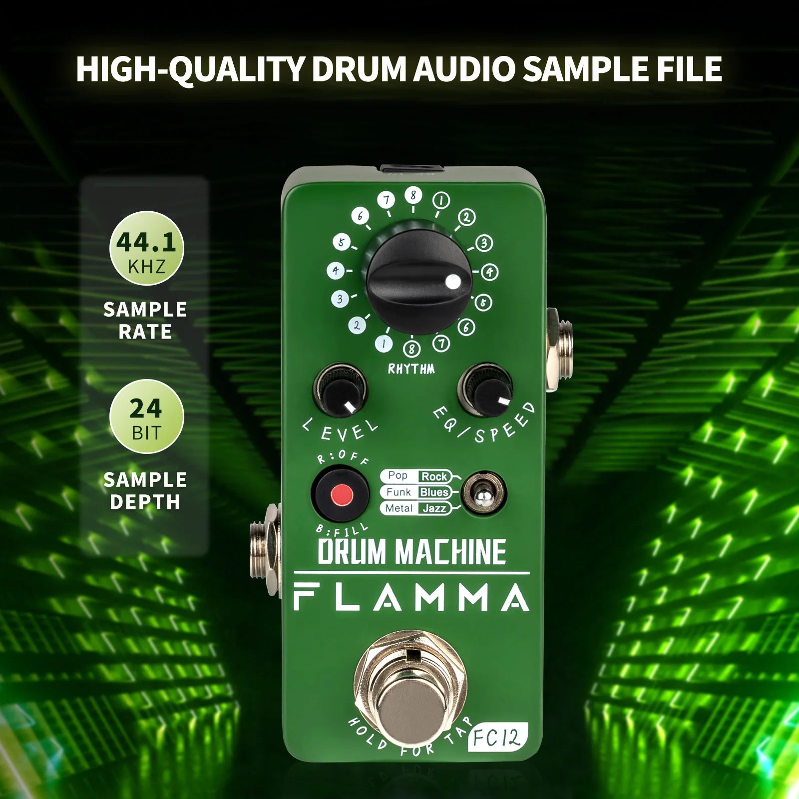 FLAMMAFC12GuitarDrumMachineEfeitosPedalDualEQPresetsFunode