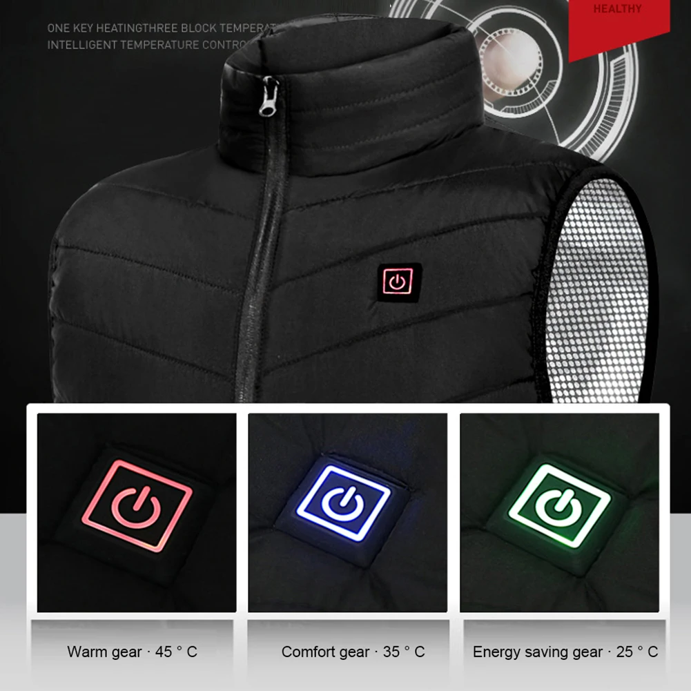 9 Areas Heated Vest Jacket USB Men Winter Electrically Heated Thermal Waistcoat for Hunting Hiking Warm Hunting Jacket S-6XL