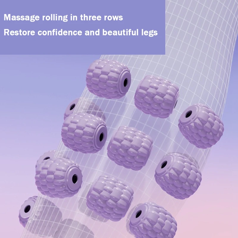 1 PCS Clamp Leg Massager, Wheels Muscle Roller Massager Purple TPE 360 Degree Leg Neck Muscle Hand Arm Relaxer