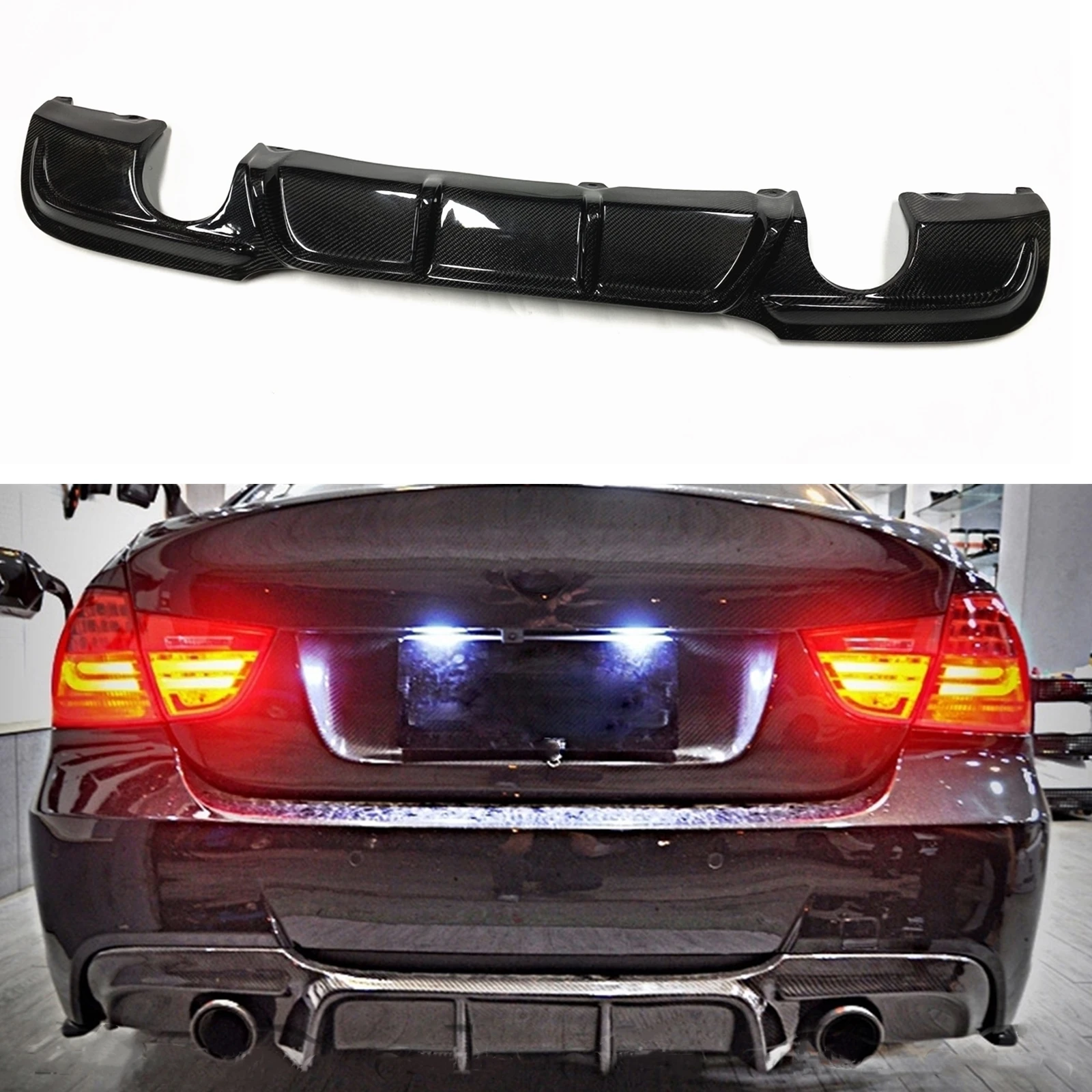 Задний бампер диффузор для губ BMW E90 325i 335i M-Sport 2009-2012 из настоящего углеродного