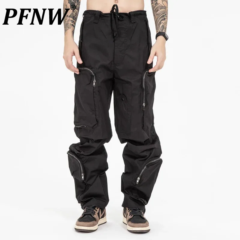 

PFNW Spring Summer Men's Fashion Techwear Multi Zippers Cargo Pants Tide Three-dimensional Pockets Personality Overalls 12Z1002