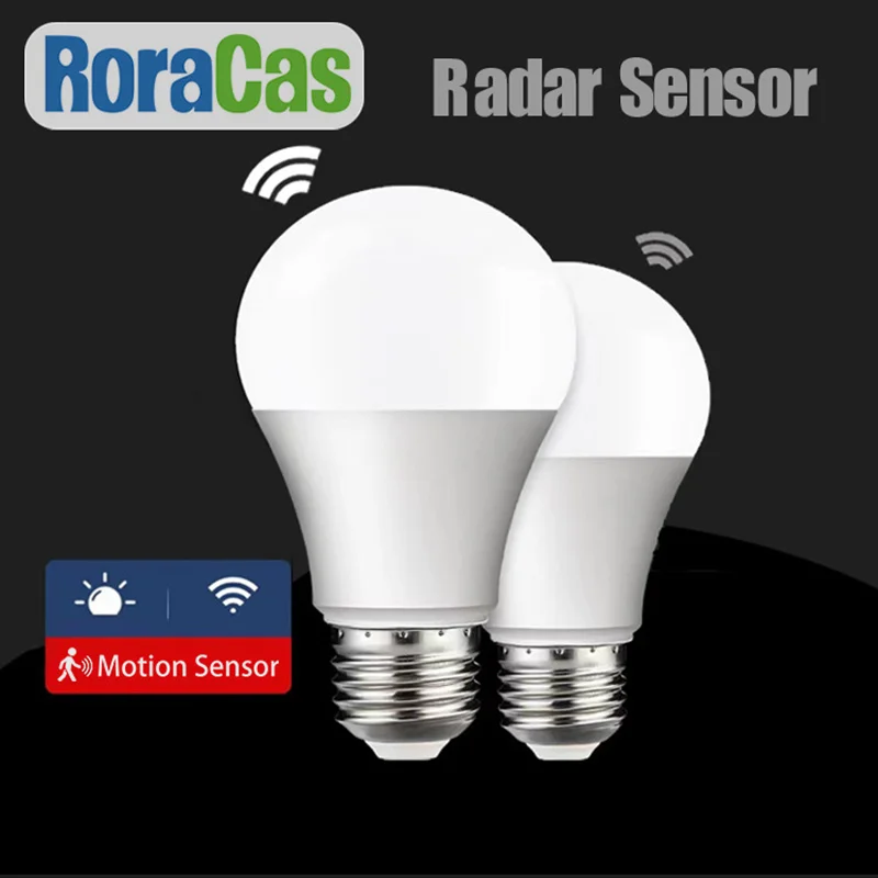 Radar Motion Sensor Light Bulb 85-268V LED E27 Bulb Outdoor Lighting Wall Lamp Dusk to Dawn Day Porch Night Light