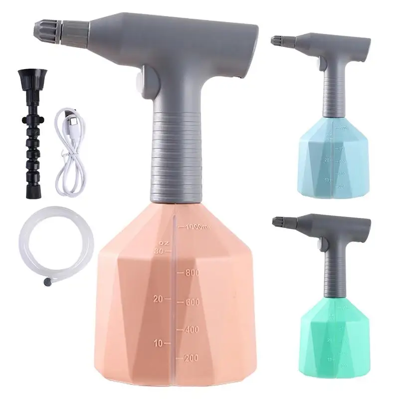 

Electric Spray Bottle 1L Automatic Plant Mister with 8.2ft Water Pipe Rechargeable Spray Bottle Plant Mister Watering Can Plant