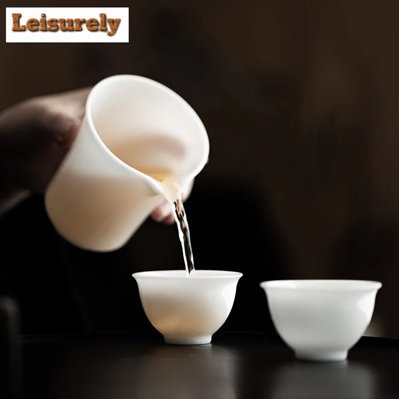2pc/set Handmade Ice Seed Jade Porcelain Teacup Small White Photopermeability Cup Master Cup Meditation Cup Kung Fu Teaset 50ml