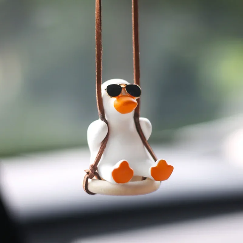 Cute Anime Duck Pendant Auto Rearview Mirror Ornament