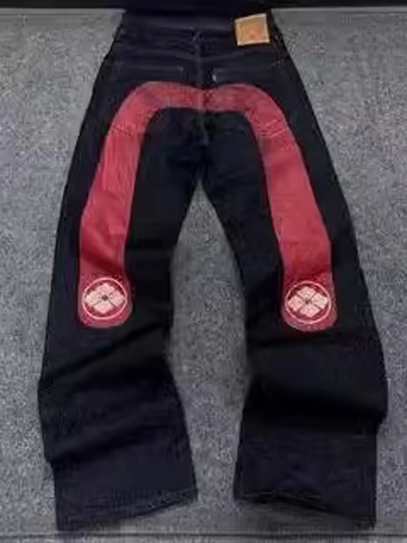 Y2K Retro Streetwear Wide Leg Denim Pants Gothic Punk Vintage Print Jeans Unisex Autumn Street Style Cargo Pants 5
