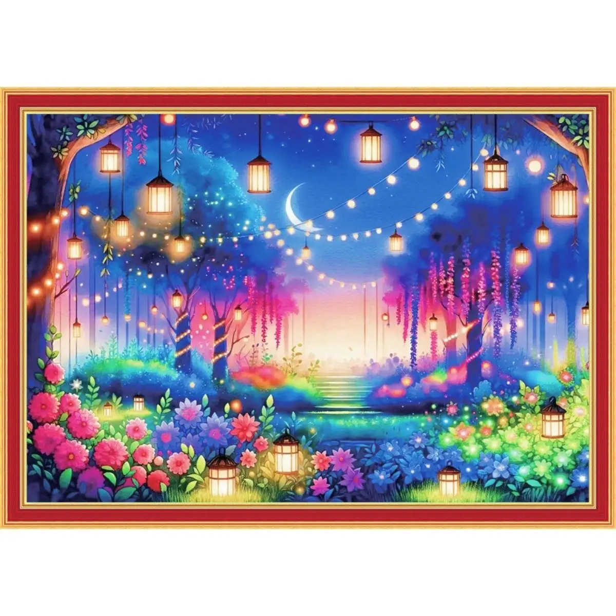 

9ct 60x80cm Beautiful Night Scenery Embroidery DIY Chinese Style Printed Kits Cross Stitch Needlework Set Home Decor Crafts