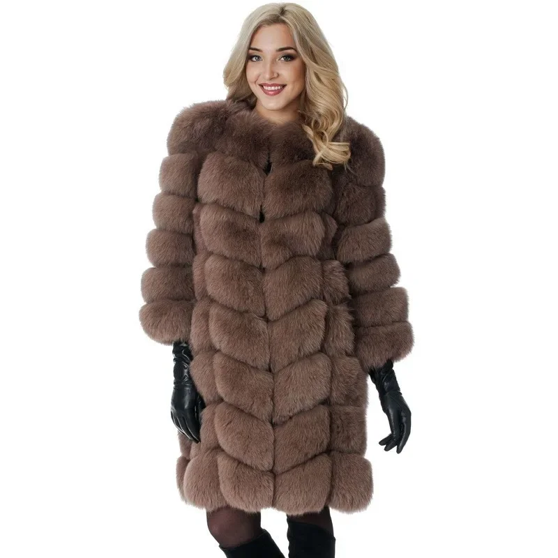 Fur Coat Women's Autumn and Winter New Fur Spliced Fox Fur Thickened Warm Coat