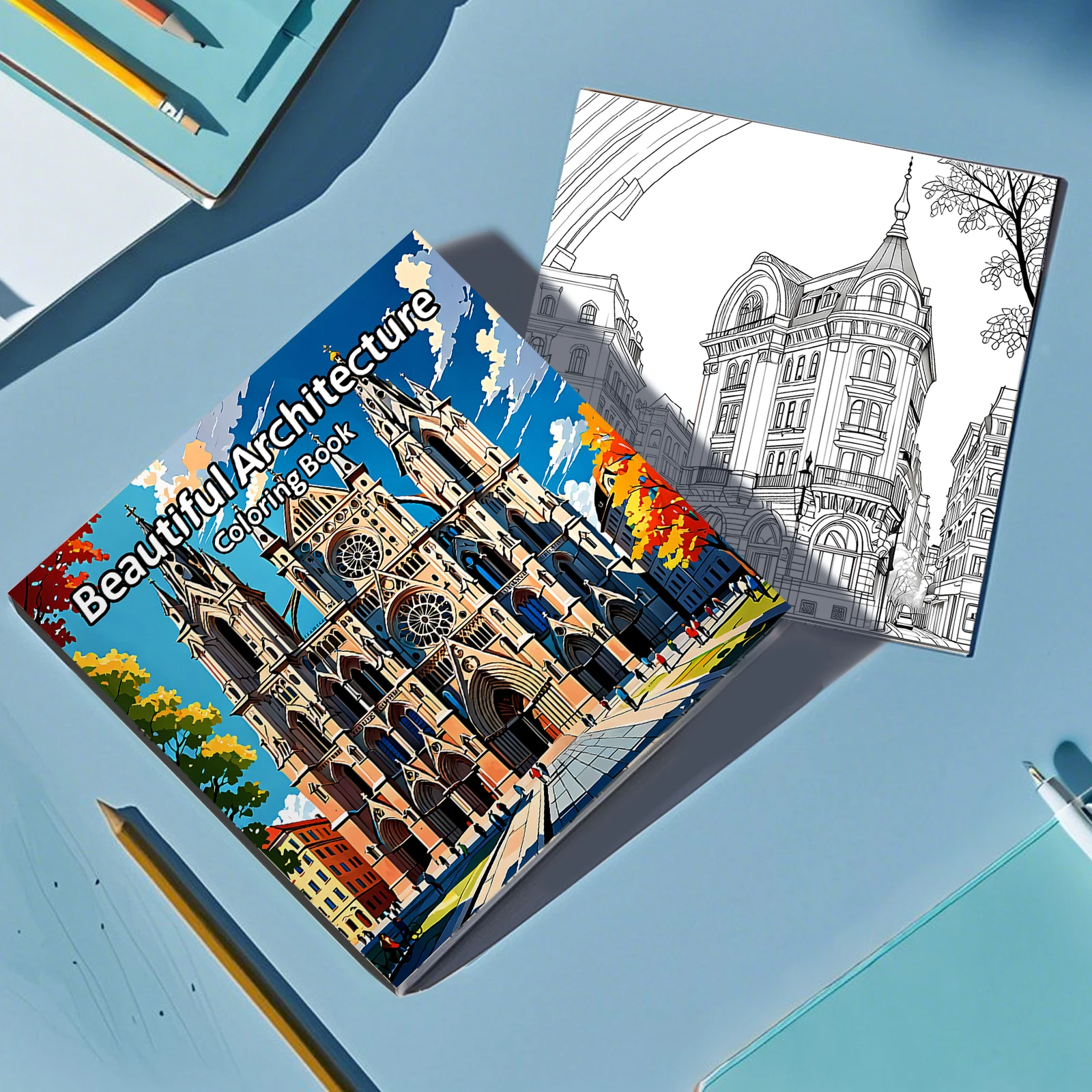 Adult Picture Book 24 pages Beautiful Architecture Coloring Book can relax and relieve stress Graffiti Painting Drawing 5