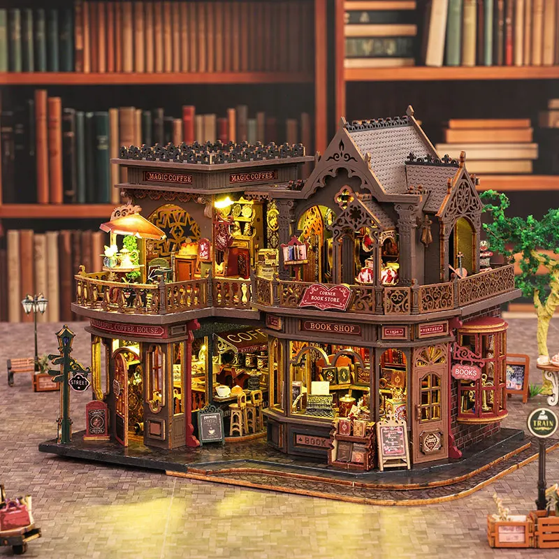 DIY 인형 집 케이스 3D 퍼즐 키트 나무 미니 가구 인형 집 모델 조립 장난감 어린이 소녀를위한 창조적 인 생일 선물