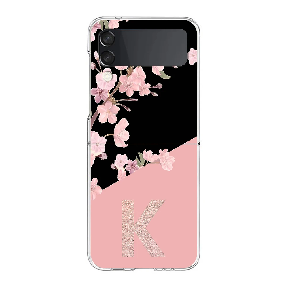 Pink Letter Flower Hard Folding Clear Phone Case - Transparent Cover Design