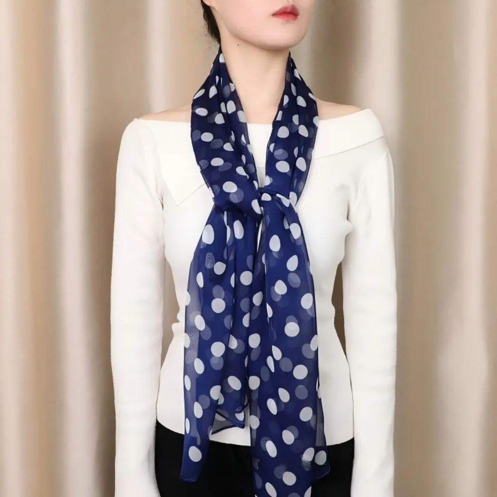 Damen-Georgette-Schal mit Polka Dots, 160x50cm - Leichter Chiffon-Schal für Frühling/Sommer-Mode, Sonnenschutz, Strand & Reisen – Detail 10