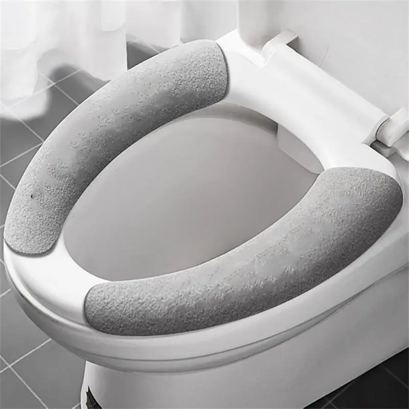 Reusable Warm Flannel Toilet Sticker Toilet Seat Covers Washable Toilet Seat Filling Bathroom Mat Seat Cover Toilet Seat Cover