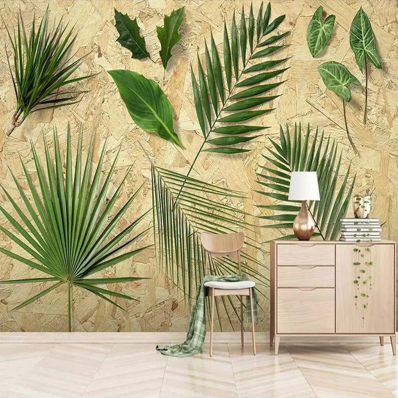 Custom Photo Wallpaper 3D Stereo Green Leaf Murals Living Room TV Sofa Bedding Home Decor Wall Painting For Waterproof | Обустройство