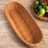 Oval Shaped Fruit Baskets Imitation Rattan Large Capacity Food Basket for Bread Candy Fruit Vegetable Storage Kitchen Supplies 1