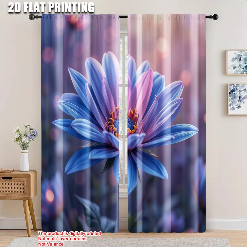 2 ชิ้น, 2D แบนการพิมพ์ Drapes one ดอกไม้โพลีเอสเตอร์, ไม่มีไฟฟ้าครอบครัว Party สําหรับตกแต่งห้องความงาม 1